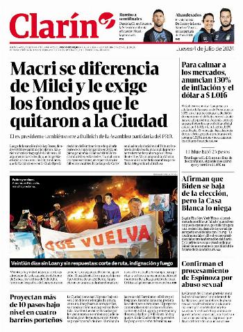 Tapa Clarín de hoy
